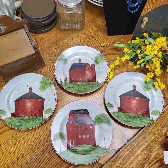 Warren Kimble Collectible Barn Plates Set of 4 Farmhouse Decor Decorative Plates - Picture 6 of 7